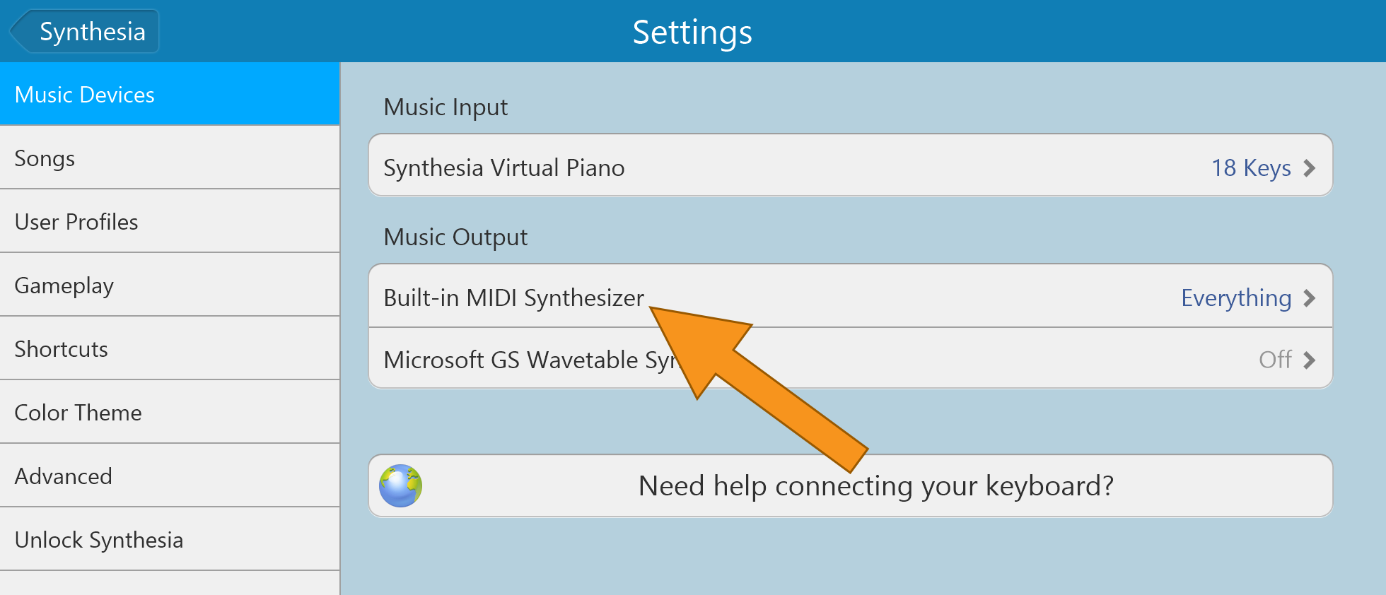 adding synthesia songs